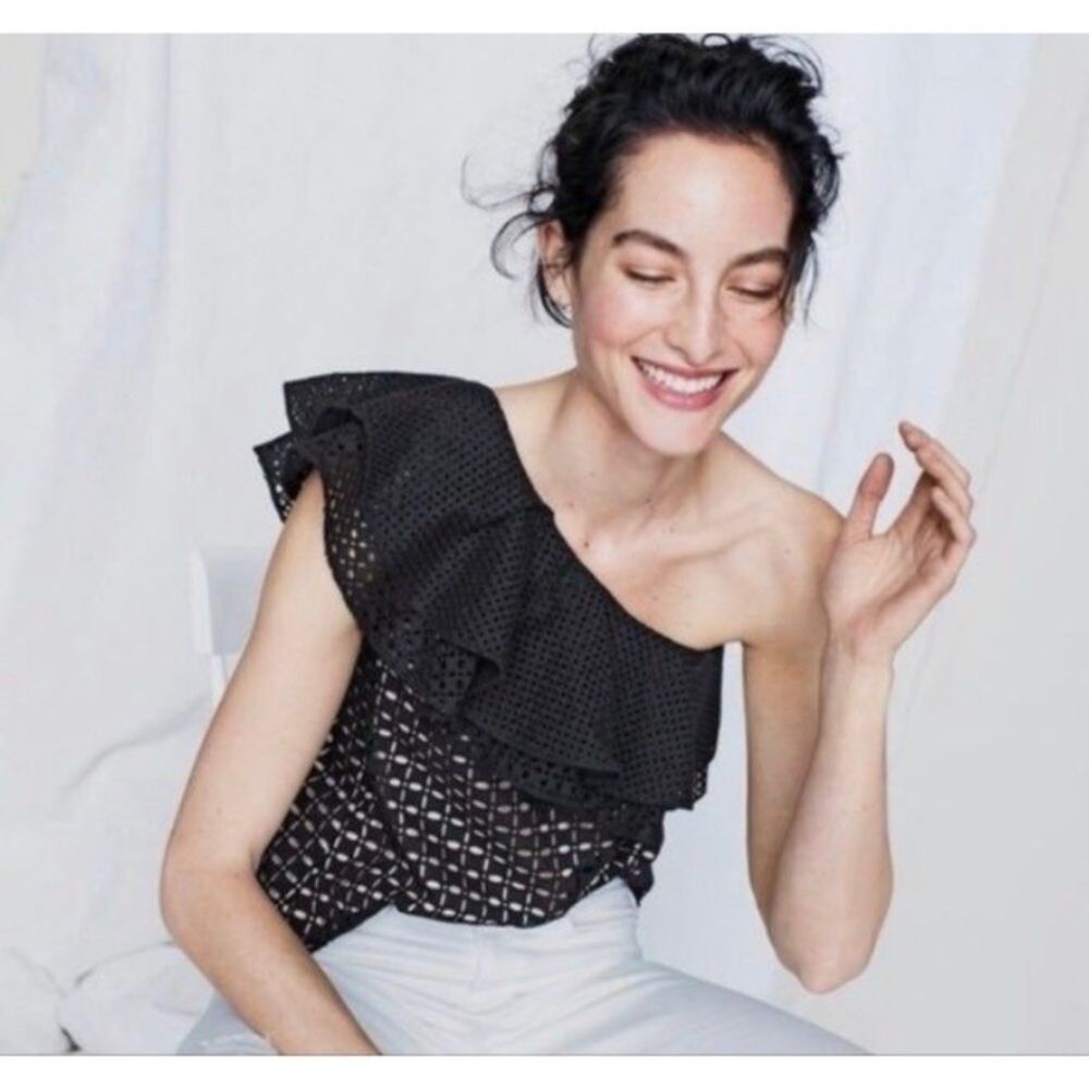 NWOT J.Crew One Shoulder Eyelet Top - Picture 2 of 7